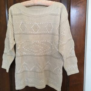 Cream colored sweater unusual knitting by Planet
